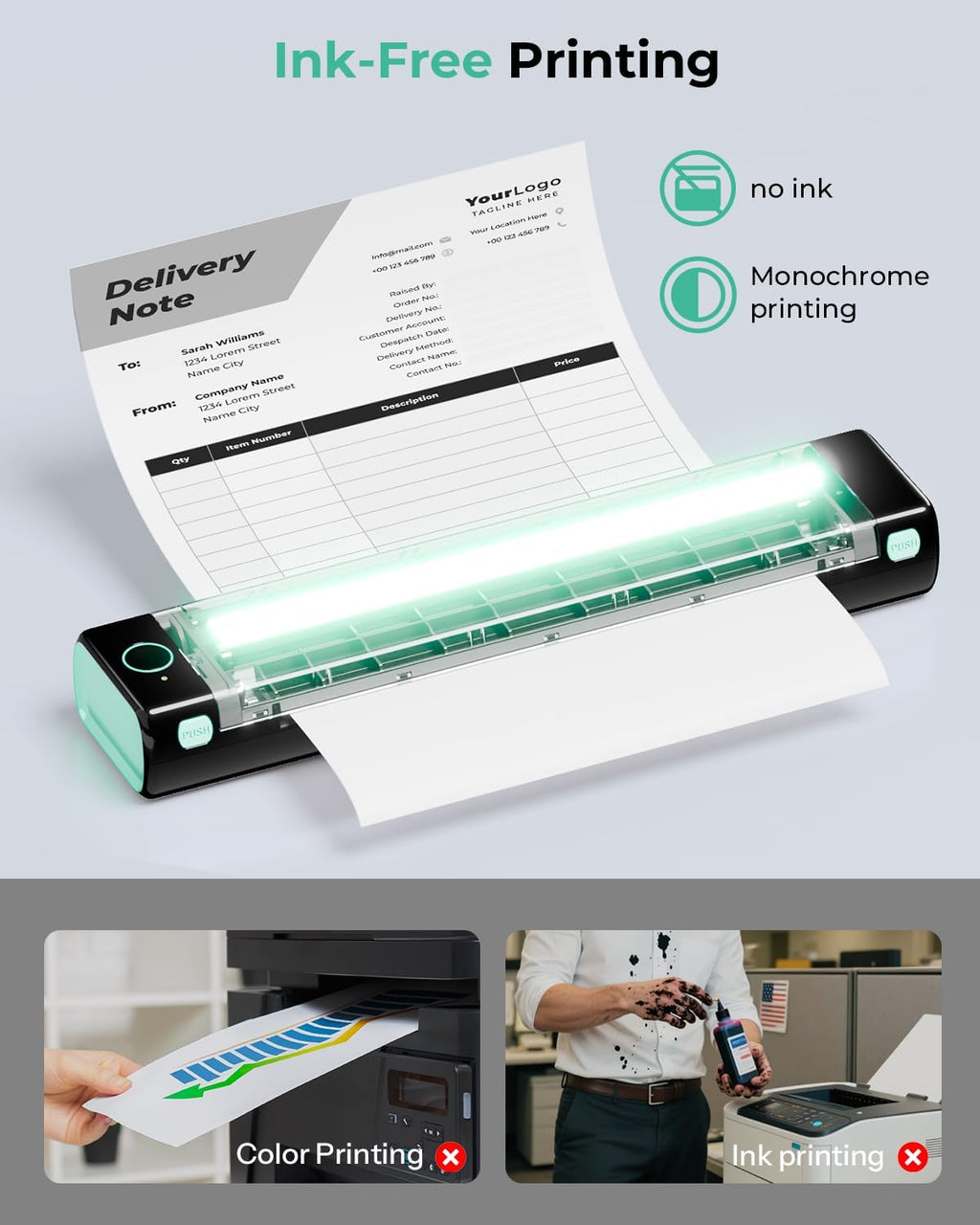 Phomemo M08F Portable Inkless Printer – Wireless Bluetooth Thermal Printer, 8.5" × 11" Letter