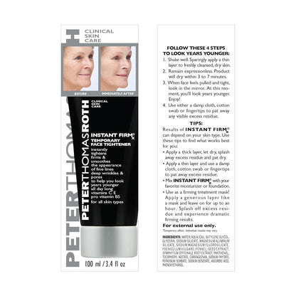 Peter Thomas Roth | Instant FIRM® Temporary Face Tightener | Firm and Smooth the Look of Fine Lines, Deep Wrinkles and Pores