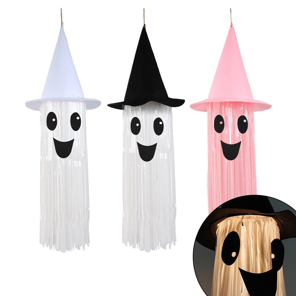 Glowing Ghost Witch Hat – Hanging Decor