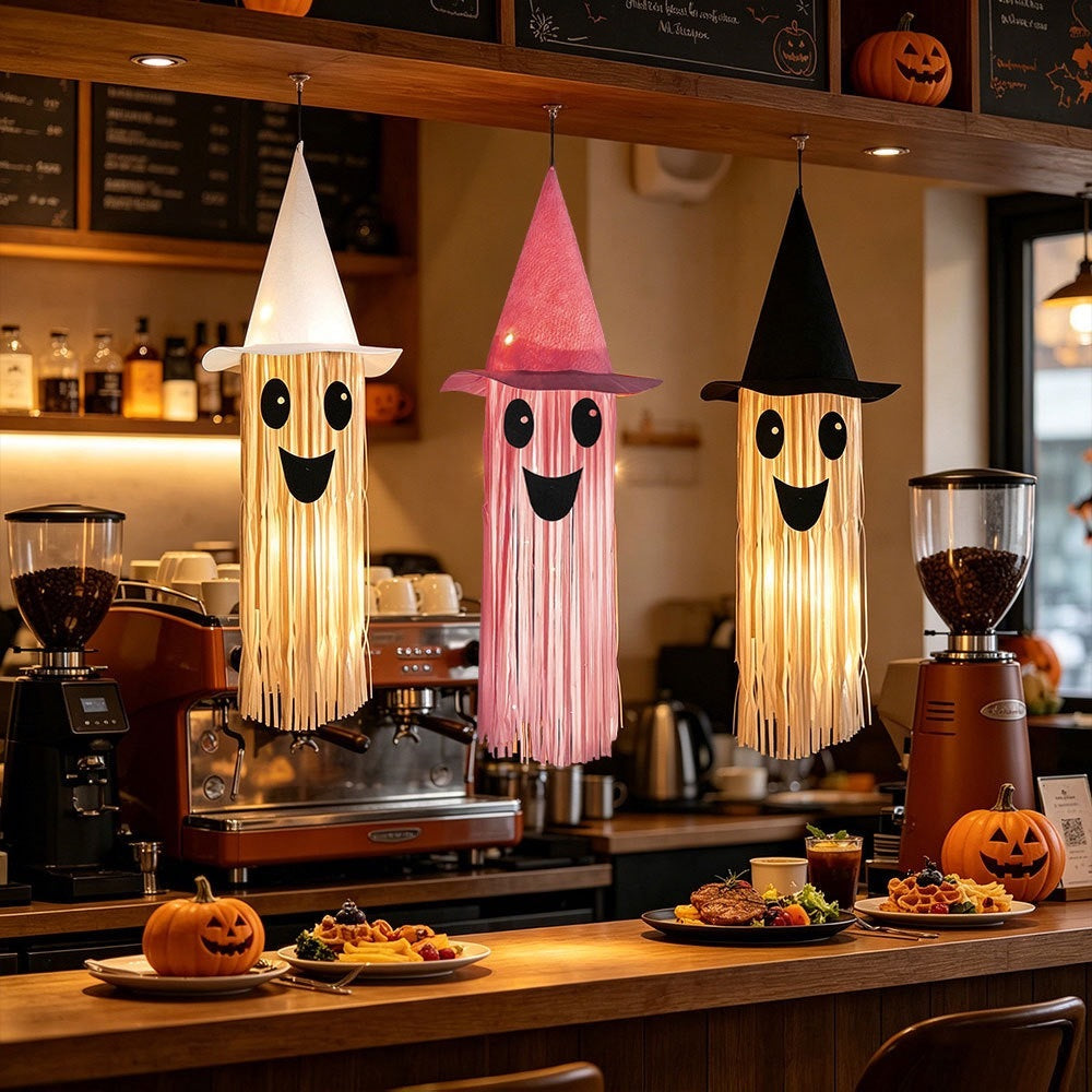 Glowing Ghost Witch Hat – Hanging Decor