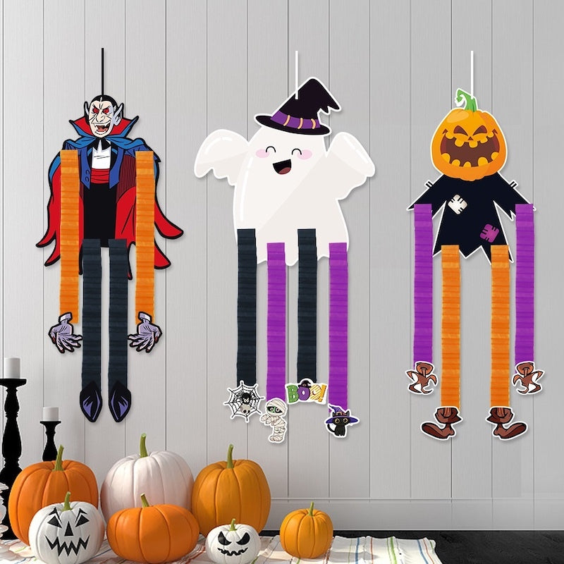 Halloween Honeycomb Hanging Characters – Witch, Vampire, Ghost, Pumpkin, Black Cat & Skeleton
