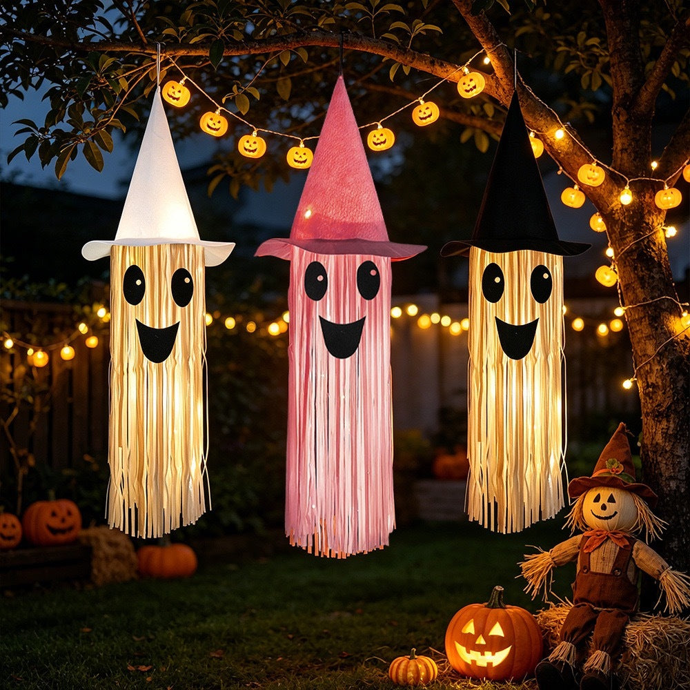 Glowing Ghost Witch Hat – Hanging Decor