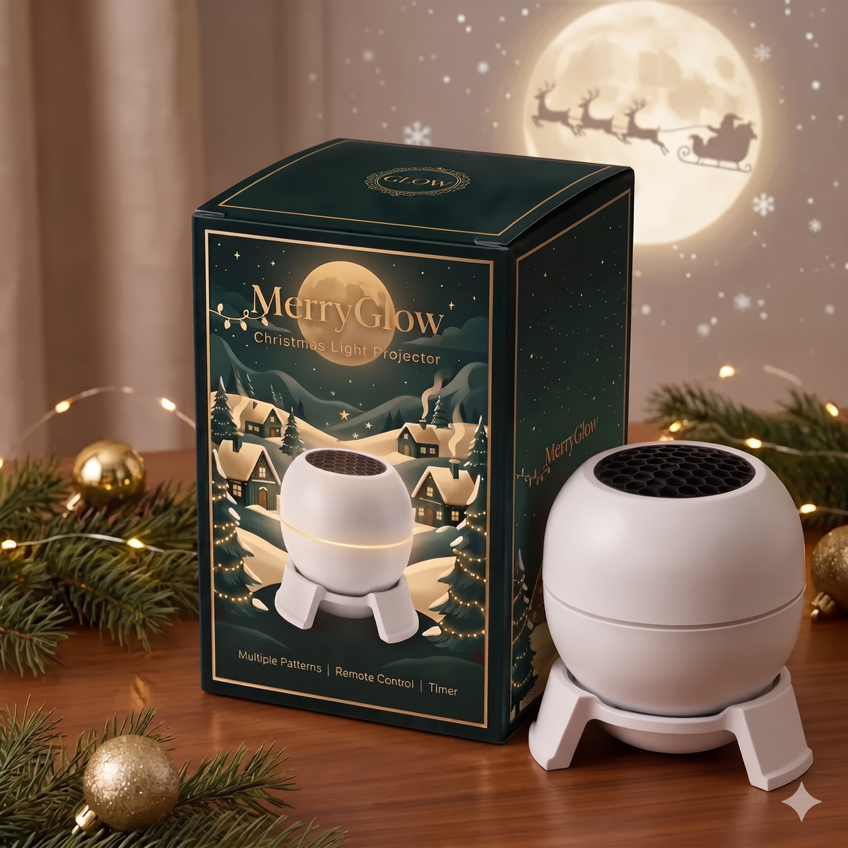 Christmas Star Projector – Santa Sleigh Sky