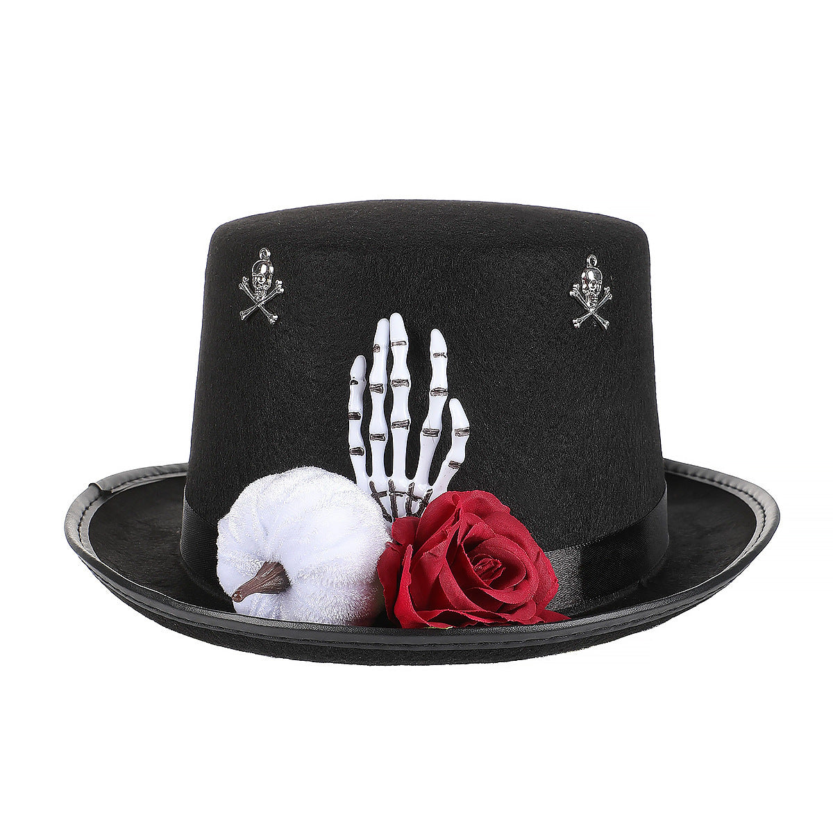 Gothic Skull & Rose Top Hat – Halloween