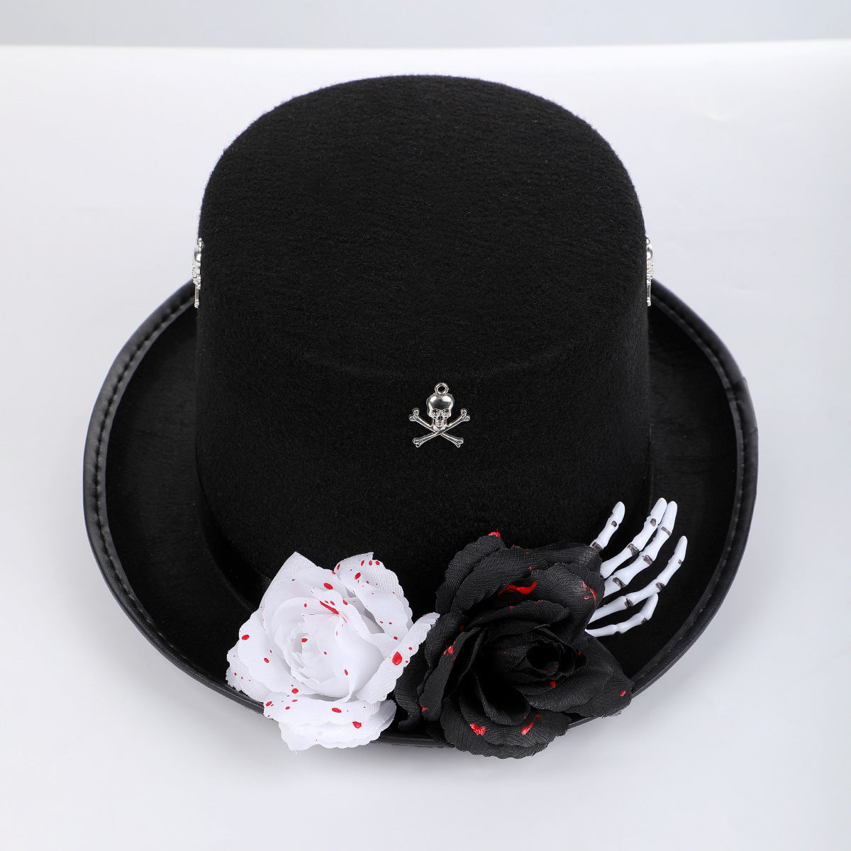 Gothic Skull & Rose Top Hat – Halloween