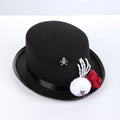 Sombrero de copa gótico con calavera y rosa – Halloween