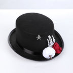 Sombrero de copa gótico con calavera y rosa – Halloween