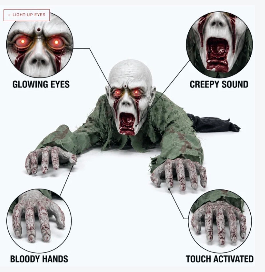 Crawling Zombie Prop – Glowing Red Eyes