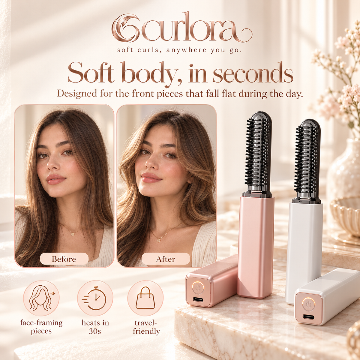 Curlora Mini Cordless Hair Curler – Pocket Size