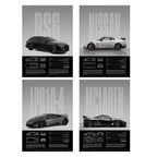 Performance Sports Car Canvas Wall Art – Minimalist Race Car Poster Prints (Unframed)
