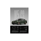 Performance Sports Car Canvas Wall Art – Minimalist Race Car Poster Prints (Unframed) - M5 CS – Green / 8" × 12" (20 × 30 cm)