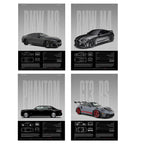 Performance Sports Car Canvas Wall Art – Minimalist Race Car Poster Prints (Unframed)