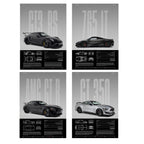 Performance Sports Car Canvas Wall Art – Minimalist Race Car Poster Prints (Unframed)