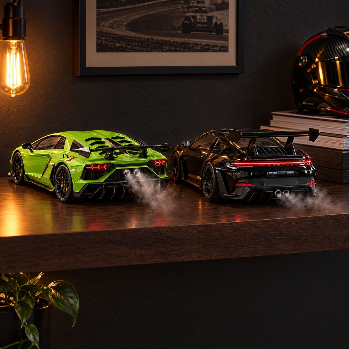 Black GT Mist Car – LED Humidifier with Exhaust Smoke Effect