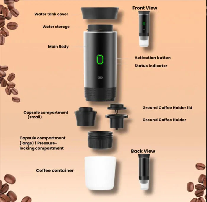 QunatroBay™ BrewMate 3-in-1 Portable Espresso Maker