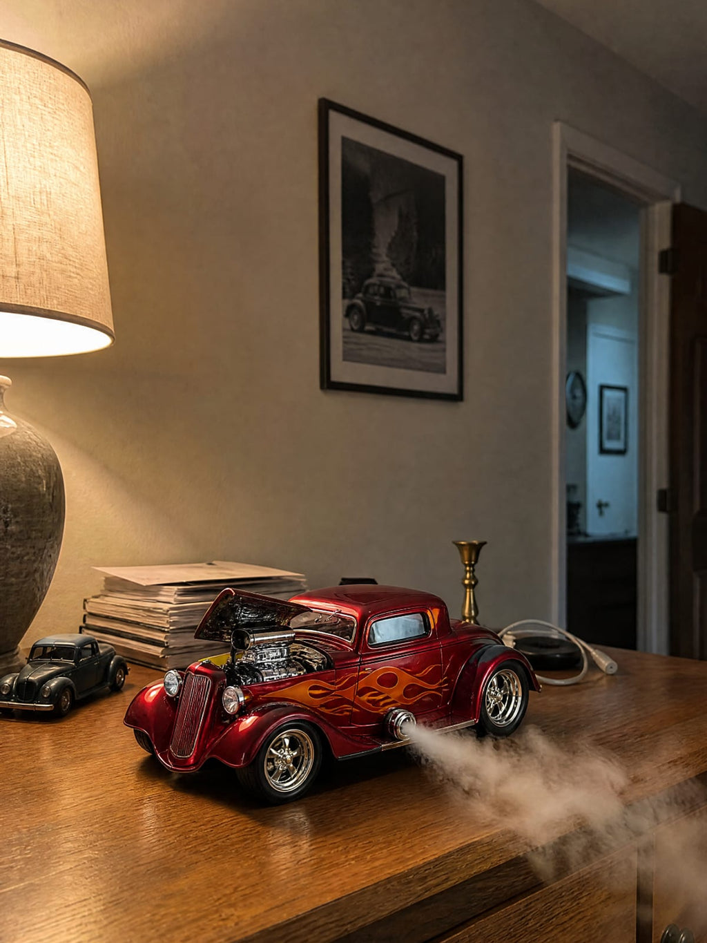 Flame Hot Rod Mist Car – LED Humidifier with Exhaust Smoke Effect