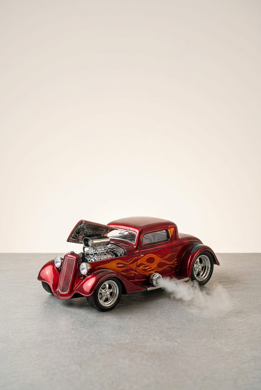 Humidificador LED con forma de coche de carreras con llamas