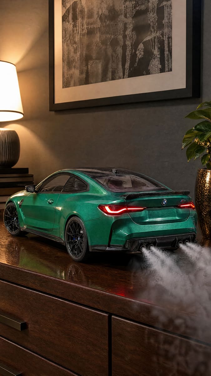 Green M4 Mist Car – LED Humidifier with Exhaust Smoke Effect