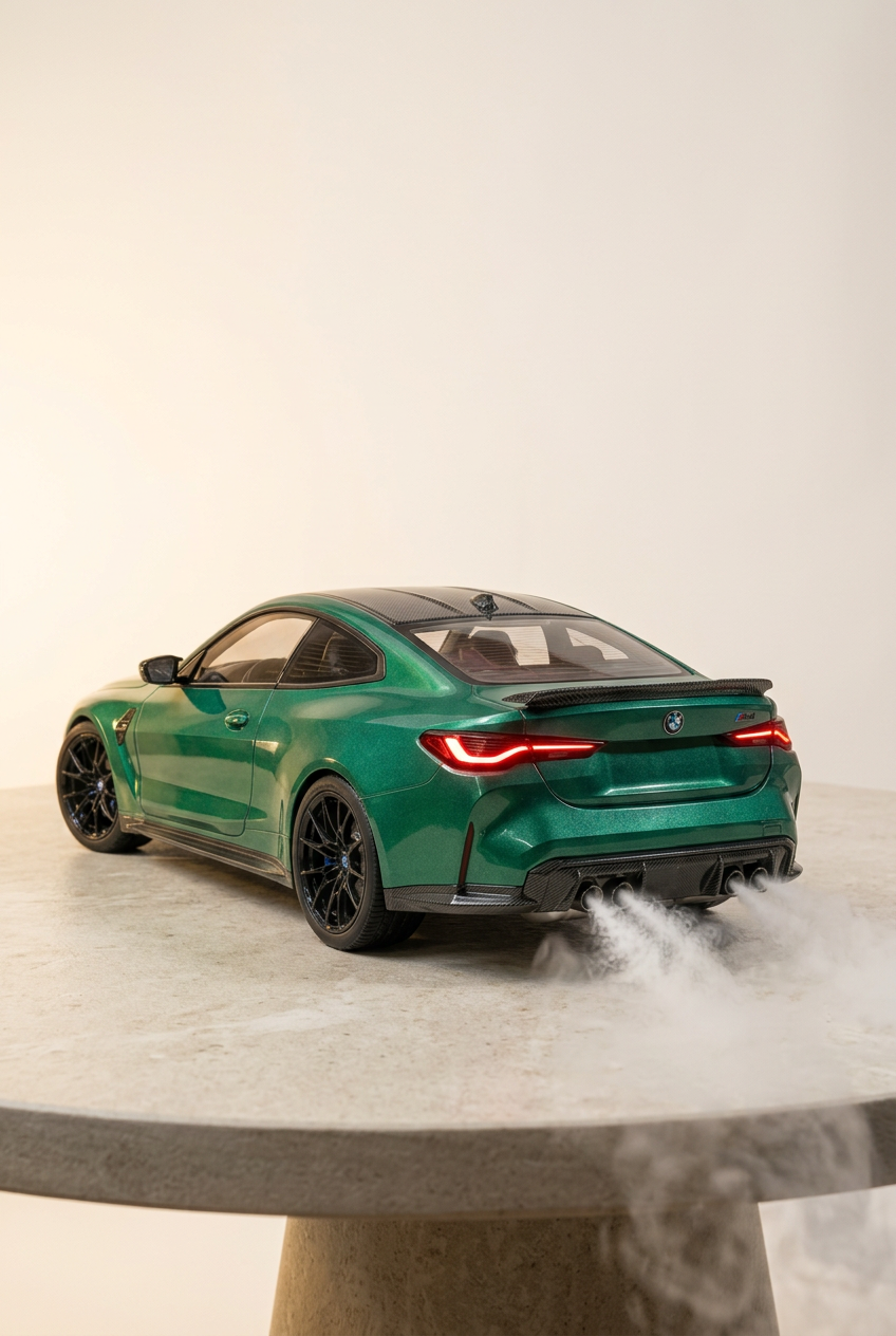 Groene sportcoupé-nevelautomaat – Luchtbevochtiger met rookeffect