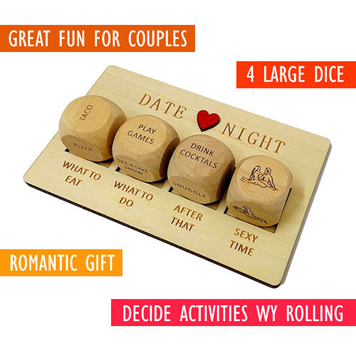 Wooden Date Night Dice Set – Couples Game