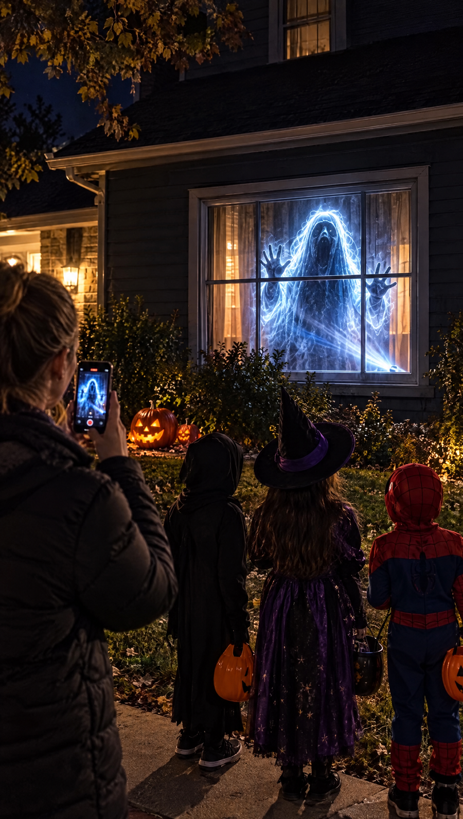 SpookyLights projector in action
